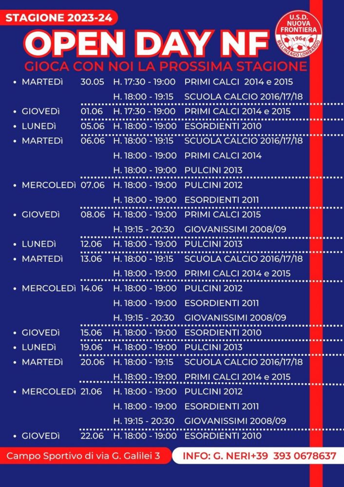 OPEN DAY STAGIONE 2023-24