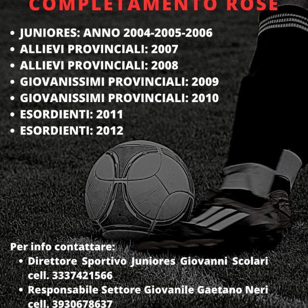 Cerchiamo ragazzi per completamento rose