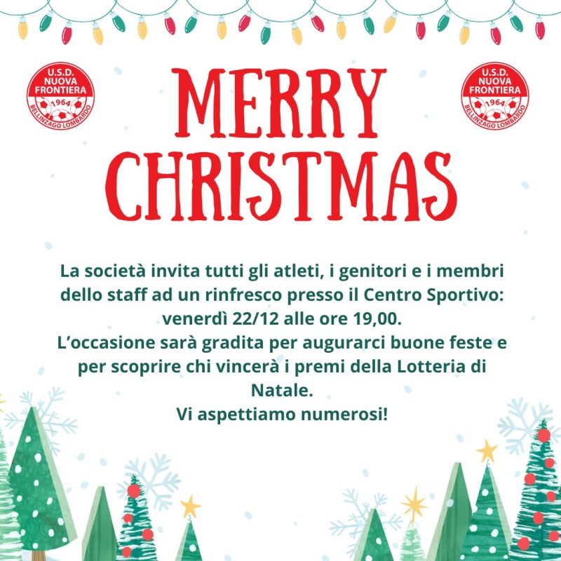Auguri di un sereno Natale e felice anno nuovo a tutti gli sportivi, ai nostri atleti, ai dirigenti e allenatori, ai sostenitori, ai nostri Sponsor e a tutte le persone che collaborano e lavorano con e per Noi!