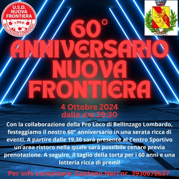 Siete tutti invitati il 4 Ottobre 2024 dalle ore 19:30 alla festa del 60° anniversario di fondazione della nostra società